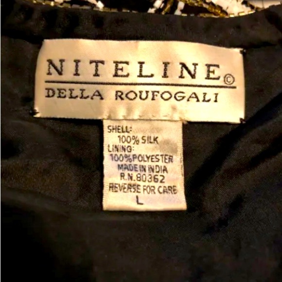 Niteline Della Roufogali SILK Beaded Jacket Brown Gold Black Ladies Large - Picture 4 of 4